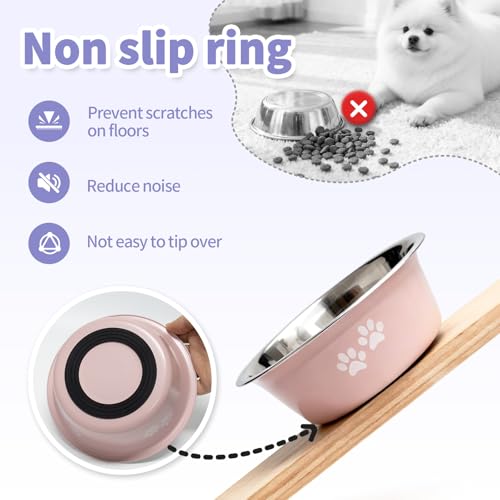 Stainless Steel Dog Bowls (860ML), 4 Pack Metal Dogs Food Water Bowl with Non-Slip Silicone Bottom, Dishwasher Safe, Pet Feeding Bowls for Cat, Pups for Small Medium Dogs - Image 5