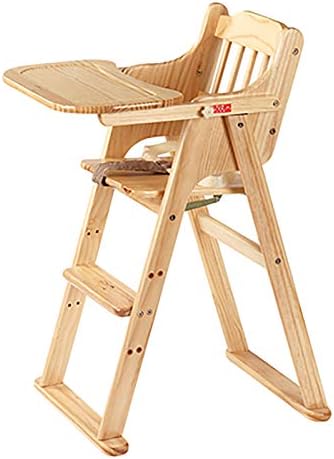 Gali Solid Wood Baby High Chair, Adjustable Highchair Multifunctional Baby Dining Chair One-Key Folding Storage is Simple and Practical Stable Structure(Color:Varnish Color,Size:Standard Edition)