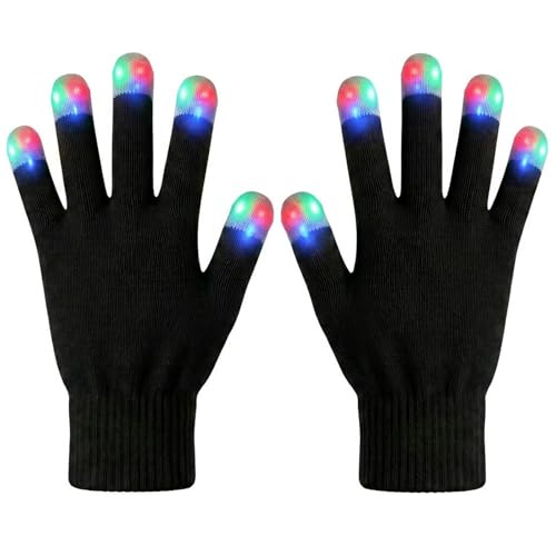 XISFORX LED Gloves Lighting Gloves for Teens Youngs Adults Rave Glow Gloves for Cool Party Gifts Halloween Christmas