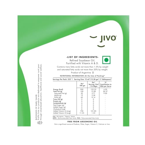 Image of JIVO Soyabean Cooking Oil 5 Ltr (Pack of 2)