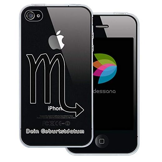 dessana stjärntecken med datum transparent silikon TPU skyddshölje 0,7 mm tunn mobiltelefon väska mjukt fodral för Apple iPhone 4/4S skorpion födelsedag