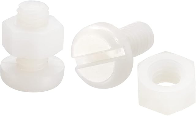sourcing map 20 Pairs Nylon Screw Nut Assortment, M6x12mm Slotted Pan Head Screws & M6 Hex Nuts for Machinery, Electronics, White