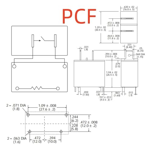 Relais PCF-112D2M-B isolation électrique haute performance 4 broches