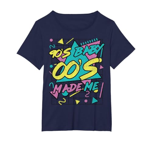 90's Baby 00's Made Me 1990s Vibes 90s Culture T-Shirt, Women's Plus, Navy Blue, 2X