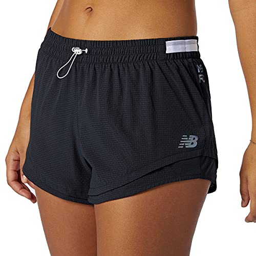 New Balance Women's Q Speed Fuel Short, Black/White , Medium #TOP3