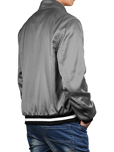 Hat and Beyond Premium Satin Bomber Jacket Linen Button Up Light Soft Modern Fit Streetwear3