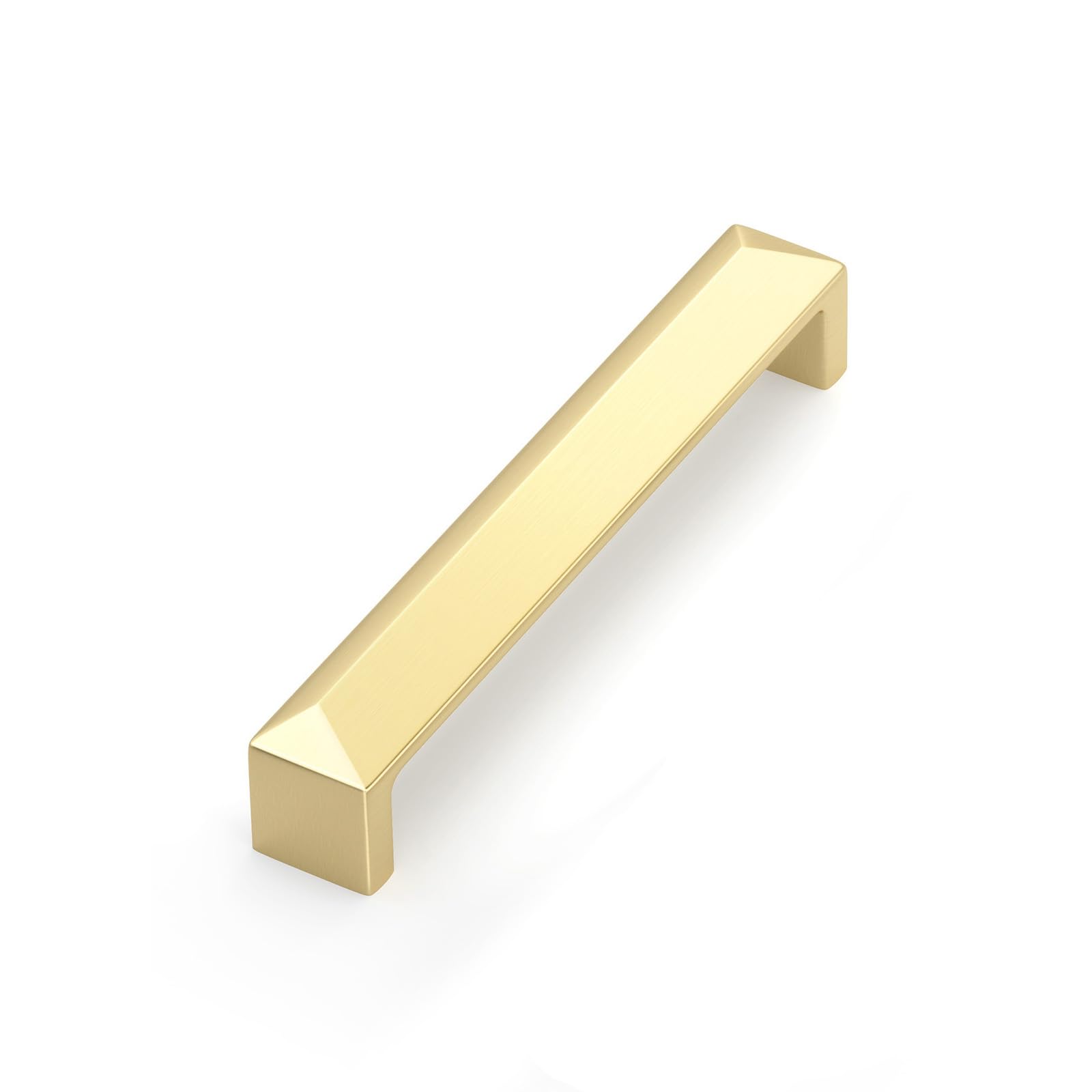 Goldenwarm 1pack Gold Handle for Cupboard, 128mm(5-1/16Inch) Hole Center Solid Zinc Alloy Gold Wardrobe Handle, Electroplated Drawer Pull with Screws — image 1