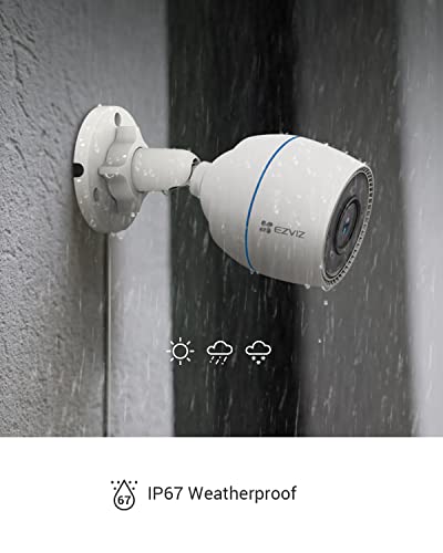Ezviz Outdoor Security Camera Color Night Vision, 1080P Ai-Powered Person Detection, H.265, Ip67 Waterproof, Customizable Detection Zones, 2.4Ghz Wifi Supports Microsd Card Up To 512Gb | H3C 2Mp #TOP5