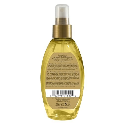 Ogx 022796916204 Renewing + Argan Oil Of Morocco Weightless Healing Dry Oil Spray, Lightweight Hair Oil Mist For Split Ends thumb #5