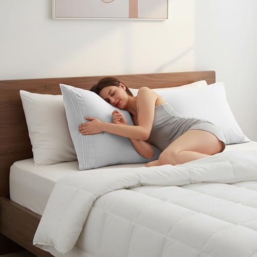 Image of Elegant Comfort Luxury Ultra-Soft 1-Piece Body Pillowcase - 1500 Premium Hotel Quality Microfiber Double Brushed - Wrinkle Resistant, Body Pillowcase Size, White