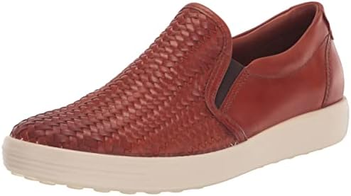 ECCO Women's Soft 7 Woven Slip On Sneaker, Cognac, 8-8.5