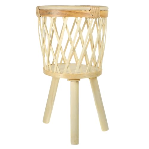 ibasenice Support pour Plantes Résistantes Bambou Tissé avec Étagère Stable pour Pots De Fleurs Intérieur Et Balcon Porte-Plante Décoratif Et Naturel