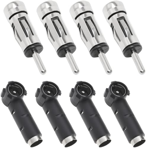 Image of DAOKAI 4pcs Car Aerial Antenna Adapter(Silver) + 4pcs Car Aerial Connector(Black) ISO Socket to DIN Radio Plug Connector Head Unit Stereo Receiver for Most Car Radios