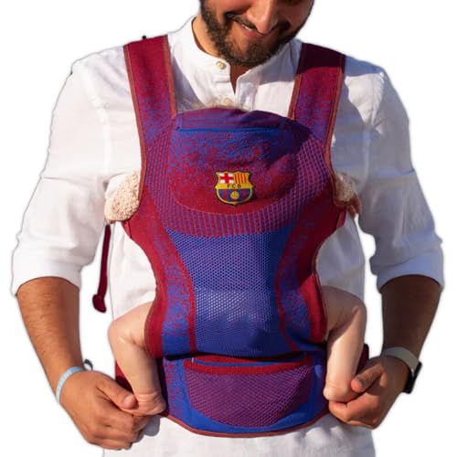 FC BARCELONA | Marsupio Ergonomico Neonato | Marsupio Traspirante e Lavabile | Tessuto Extra-Morbido | Da 3,5 kg fino a 15 kg | Distribuzione Ottimale del Peso | Bustina in Regalo Inclusa
