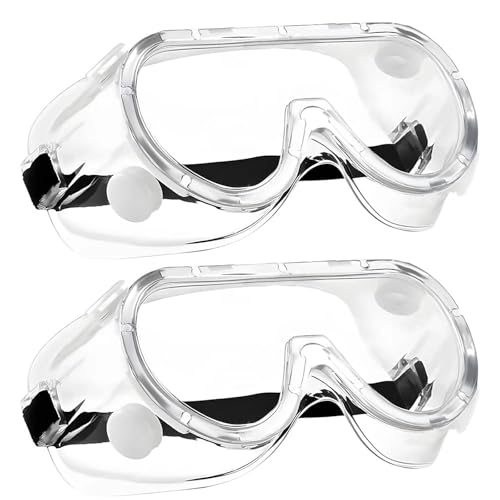 ZJRung 2 Stück Schutzbrille Arbeitsschutzbrille Vollsichtbrille Antibeschlag und UV-Schutz Staubdichte Schutzbrille für Labor Radfahren Skifahren Bergsteigen