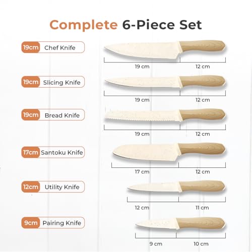 Image of HomeEssentials 6-Piece Kitchen Knife Set Stainless Steel Chef Knives, Anti-Rust, Non-Stick Blades, Ergonomic Handle, Home Cooking & Professional Use