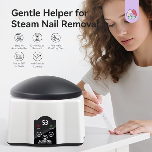 Image of Saviland Essentials Nail Polish Remover Machine: Nail Soaking Bowl & Acetone Nail Polish Remover Gel Nail Remover Machine with Nail Soak off Bowl Soaker Tech Acrylic Nail Remover Steam Salon Home DIY