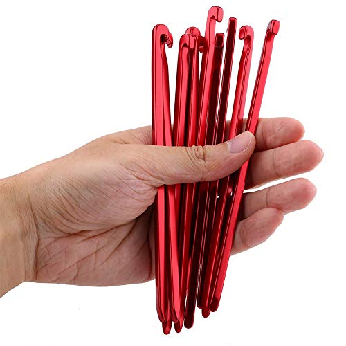 10pcs Heavy Duty Tent Stakes, Camping Nail Stakes, Aluminum Camp Awning Canopy Accessories Tent Rock Stakes Pegs Nails for Camping(Red)