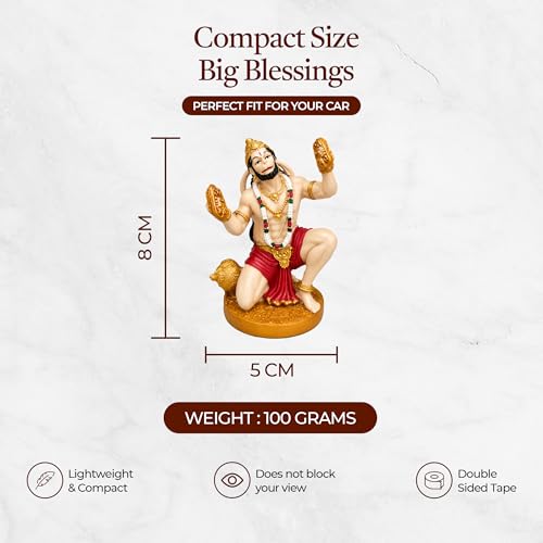 Image of UNOVATE Hanuman Idol for Car Dashboard - Hanuman Murti Standing for Pooja, Temple Showpiece, Decoration, Festivals and Gifting. (Golden Standing, 9cm)