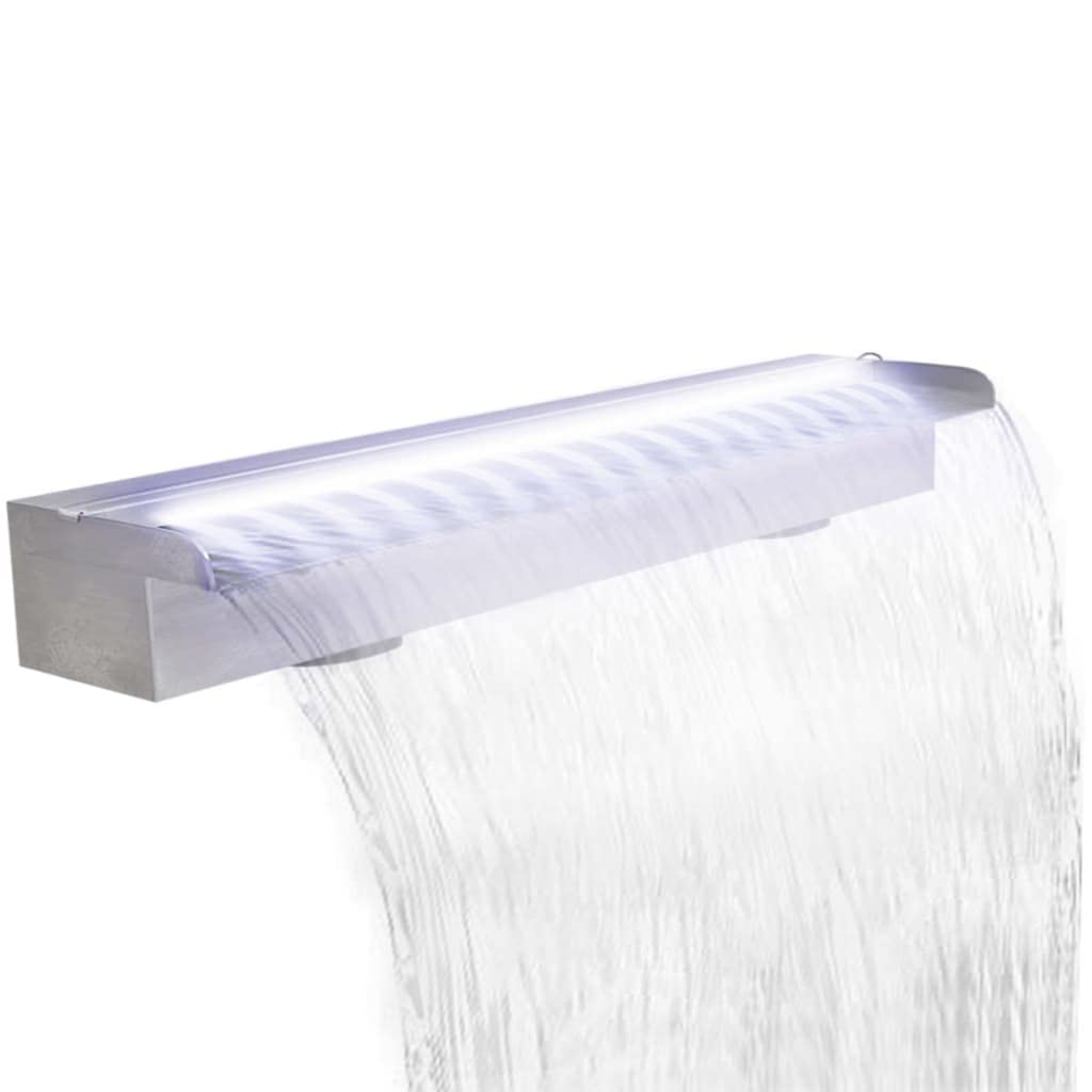 Pool Wasserfall Fontäne 90 cm mit LED-Beleuchtung Edelstahl Kaskade für Garten Teich Pool Wasserspiel