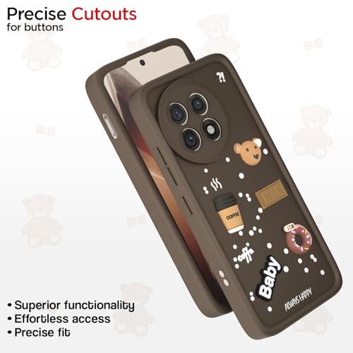 Image of Outlouders Back Cover for OnePlus 13R 5G | 3D Cartoon Bear Cute Fun Silicone Full Body Protection Bumper Case (Brown)