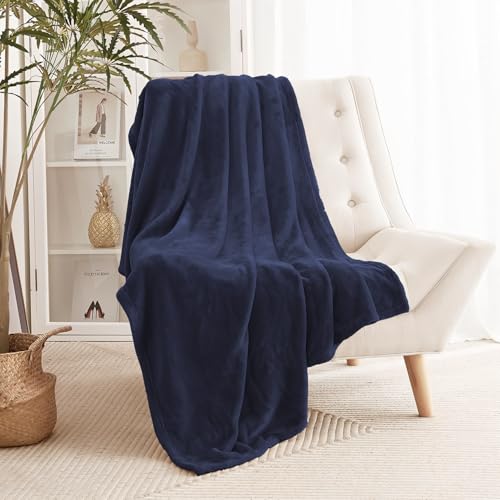 Image of Cloth Fusion Nimbus 280 GSM Fleece Blanket, Navy, Double 86x88 inches | Double-Brushed Both Sides, Anti-Pilling Weave, Colour-Lock Dye, Reinforced Stitching, Machine Washable