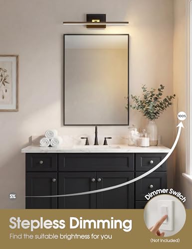 Image of VOLISUN Modern Bathroom Vanity Light 24 inch, Rotatable, 14W Dimmable 5CCT Led Bathroom Light Fixture Over Mirror, Black Gold Bar Vanity Light for Bathroom Mirror Restroom-ETL Certificated