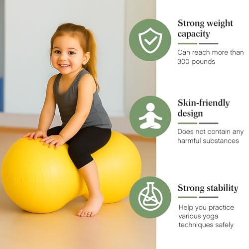 Image of Jexine Peanut Ball Set for Kids Yoga Balance Exercise Ball for Pregnancy & Home Gym, Includes 1 Pump & Different Size Options