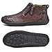Men's Casual Leather Handmade Ankle Chukka Boots Side Zipper High Top Fashion Sneakers Lightweight Walking Driving Mid-top Dress Shoes (Brown,8.5)
