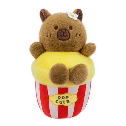 Popcorn Purse Cute Plush Capybara Purse Novelty Food Purses Crossbody Shoulder Bag Zipper Strap Gift Women Kid 5