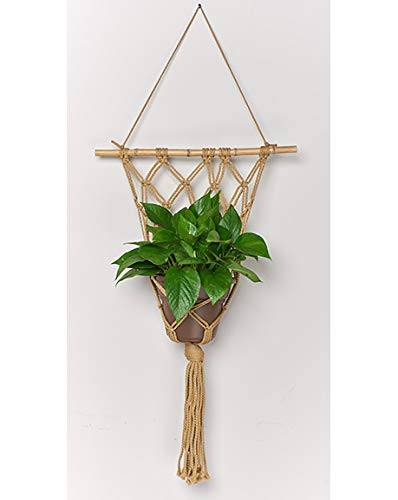 Jardinière murale macramé Primitive Planters marron clair en taille L pour grandes plantes