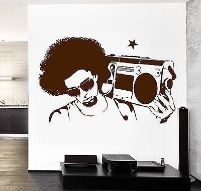 Wall Vinyl Music Retro Boombox Guaranteed Quality Decal (z3553) White