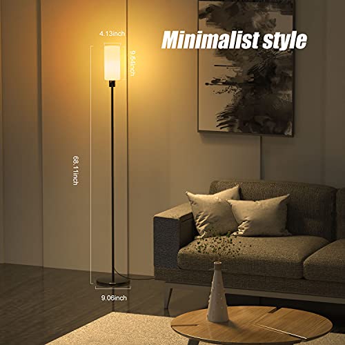 Veyfiy Floor Lamp Set Of 2, Lamps For Bedroom And Living Room, Modern Standing Light With Glass Lampshade, Industrial Tall Lamp With E26 Socket, Light For Work, Reading, Black (Bulb Not Included) #TOP1