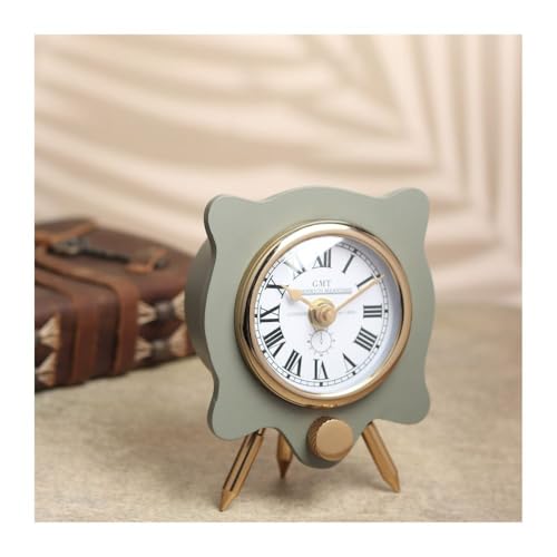 Image of Decor de Maison Brings Handcrafted Pixel Pulse Table Clock for KidsRoom, Room, Bedroom, Study Table, Office Desk | Classic Non-Ticking Tabletop Battery Operated Analog Desk Clock in Green (11x8x14cm)