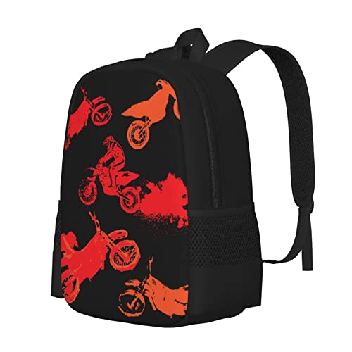 Motocross Sport Motorcycle Vehicle School Backpack Shoulder Daypack, Dirt-Bike Boy Men School Bag Outdoor Casual Shoulders Backpack Travel Daypacks for Women Men Teens Kids Black2