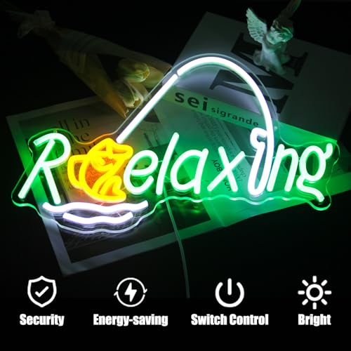 Image of Relaxing Neon Sign Fishing LED Sign Fish Neon Light for Wall Man Cave Decor