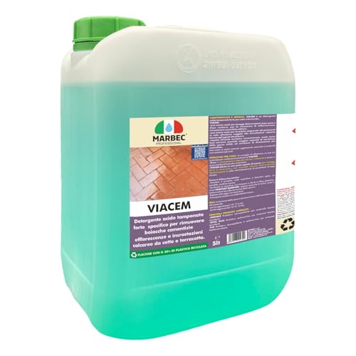 MARBEC VIACEM 5LT Detergente acido tamponato forte per cotto e terracotta. Rimuove incrostazioni, efflorescenze e boiacche cementizie, ideale dopo il cantiere.