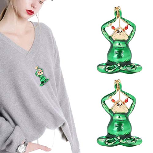 Okuyonic Décoration de Broche Broche de Grenouille de Bande dessinée Mignonne(Green) Cover