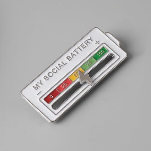 Image of Social battery pin - My Social Battery Creative Lapel Pin, Fun Enamel quantity of electricity Pin