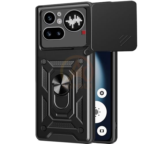 Image of Armor Bumper Back Cover Case for Nothing Phone 4A Pro 5G | Rotating Camera Cover, Ring Holder & Kickstand | Heavy Duty & 360 Degree Protection Nothing Phone 4A Pro 5G Back Cover (Black)