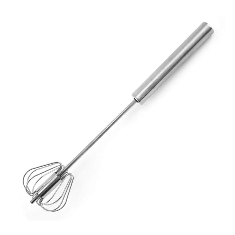 Duorui Egg Whisk Manual Egg Beater Stainless Steel Push-Action Rotating Drink Liquid Blender Mixer Milk Frother Kitchen Cooking Tool