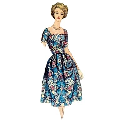 Vogue V2101U5 Misses' Vintage 1958 Evening Dress with Belt and Sash Sewing Pattern Packet, Design Code V2101, Sizes 16-18-20-22-24
