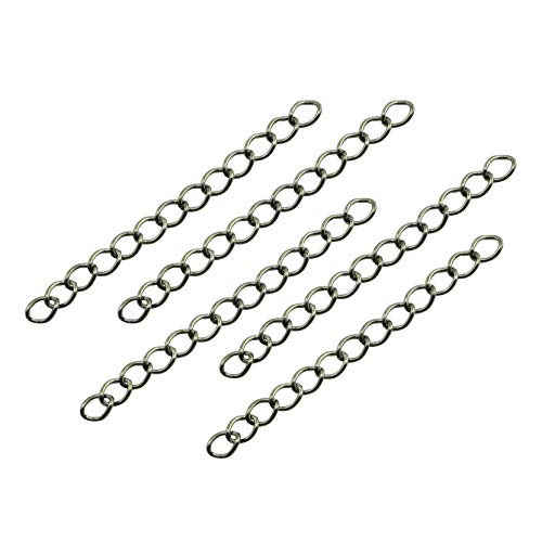 NX Garden Tail Extender Chain 100PCS Gun Black 50 x 4mm Chain Extension Tails for DIY Jewelry Making