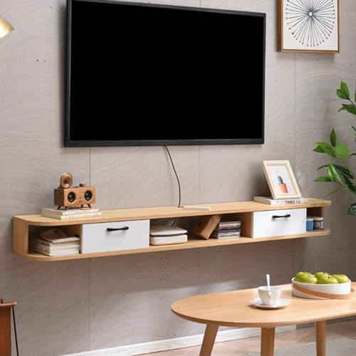 Meuble TV mural bois console multimédia flottante salon 120cm