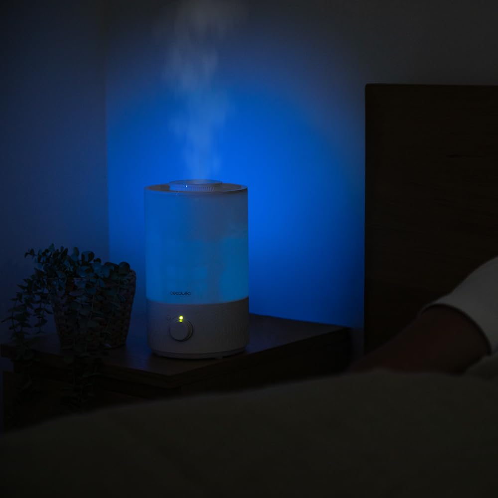 Cecotec Umidificatore per Ambienti Breezecare 2500 Light. 27W, Umidificazione Massima 250ml/h, Serbatoio da 2,5L, Ruota di Controllo, Luce LED, Uso Sicuro e Salutare, Copertura fino a 30m²