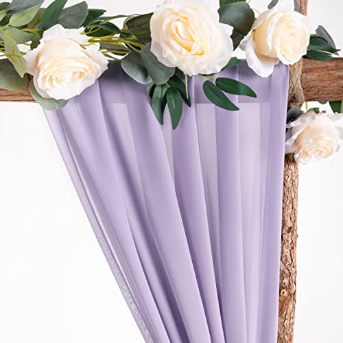Image of Socomi Wedding Arch Draping Fabric 3 Panels 29 inch x 19Ft Lavender Purple Sheer Chiffon Curtain Drapes 6 Yards for Wedding Ceremony Birthday Party Decoration