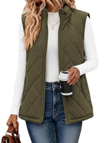 Zeagoo Womens Vest Zip Up Quilted Jacket Sleeveless Coats Warm Outerwear