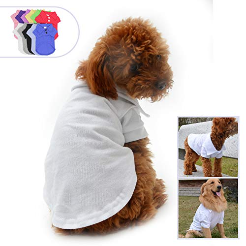 Lovelonglong Basic Dog Polo Shirts Premium Cotton, Polo T-Shirts For Large Medium Small Dogs With A Two-Button Collar Blank Color White Xl #TOP5