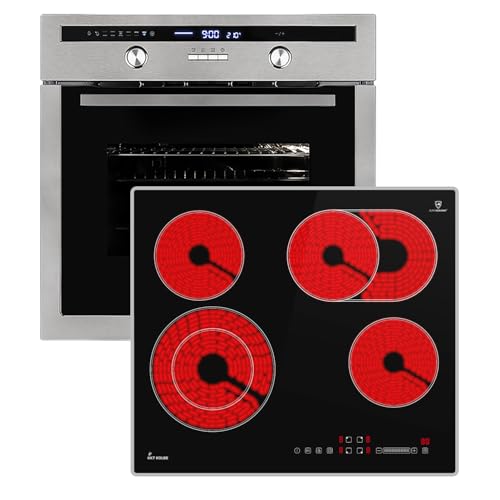 Conjunto: 60cm Horno electrico empotrable EB8013ED + 59cm Placa vitrocermica CH5901AL | Rotisserie | Sensor de temperatura del núcleo | Parrilla | Aire caliente | SET8013CH59AL