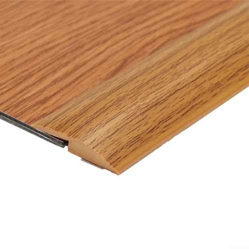 Bande de transition de sol stratifié, bande de seuil de porte plate autocollante de 5,1 cm, bande de bordure de moquette, bande de séparation de sol pour joints en bois stratifié (chêne jaune)